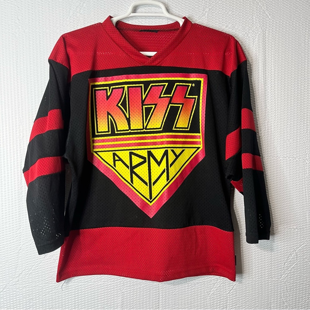 Vintage Cronies KISS Army Band Hockey Jersey Made In USA Y2K 1998 Size L